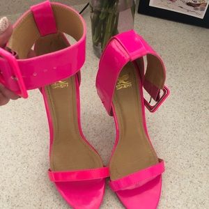 Hot pink strappy heels